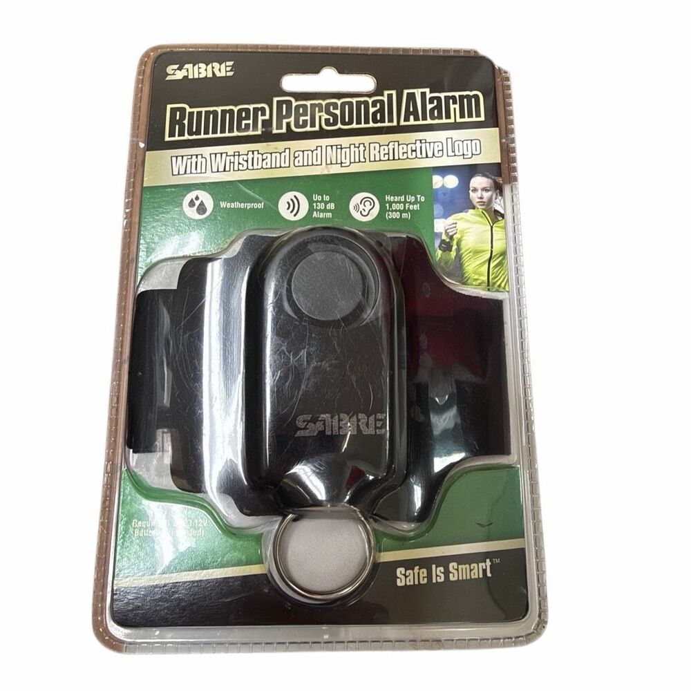 SABRE Runner Personal Alarm Wristband 130dB Weatherproof Safety Siren Black NEW